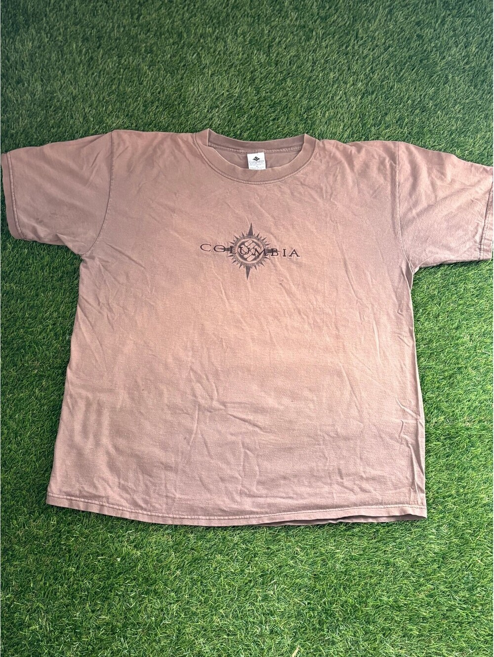 Vintage Columbia 90s Brown Cotton T-Shirt, Unisex Adults XL